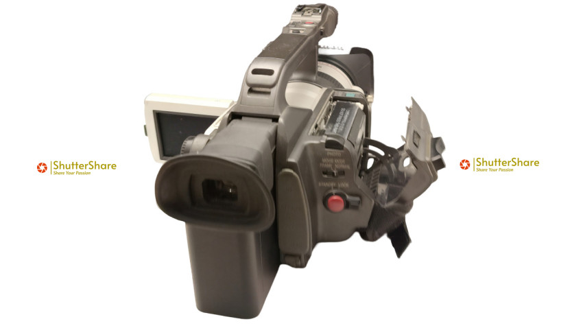 Canon DM-GL1 Professional Camcorder: Back View with Open Cassette Compartment