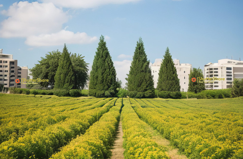 Verdant Landscape: A Field of Green Bushes