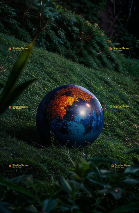 Model Globe On A Field